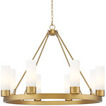 Boreas Chandelier - Brushed Brass / Striped White