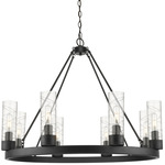 Boreas Chandelier - Matte Black / Clear Swirl