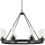 Boreas Chandelier - Matte Black / Striped Clear