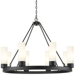 Boreas Chandelier - Matte Black / Striped White