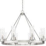 Boreas Chandelier - Satin Nickel / Clear Swirl