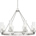 Boreas Chandelier - Satin Nickel / Striped Clear