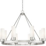 Boreas Chandelier - Satin Nickel / Striped White