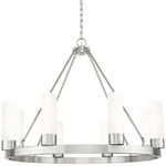 Boreas Chandelier - Satin Nickel / White