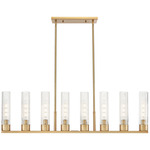 Boreas Linear Pendant - Brushed Brass / Striped Clear