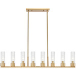 Boreas Linear Pendant - Brushed Brass / Striped Clear