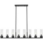 Boreas Linear Pendant - Matte Black / Striped Clear