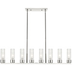 Boreas Linear Pendant - Polished Nickel / Striped Clear