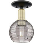 Athens Arcadia Deco Swirl Semi Flush - Black / Antique Brass / Light Smoke