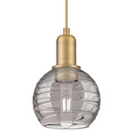 Athens Arcadia Cord Deco Swirl Pendant - Brushed Brass / Light Smoke