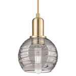 Athens Arcadia Cord Deco Swirl Pendant - Champagne Bronze / Light Smoke