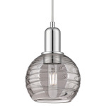 Athens Arcadia Cord Deco Swirl Pendant - Polished Chrome / Light Smoke