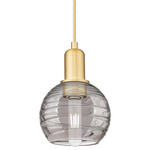 Athens Arcadia Cord Deco Swirl Pendant - Satin Gold / Light Smoke