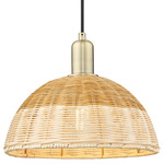 Natural Ballston Dome 716 Pendant - Antique Brass / Natural Duo Fiber
