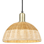 Natural Ballston Dome 716 Pendant - Champagne Bronze / Natural Duo Fiber