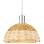 Natural Ballston Dome 716 Pendant - Brushed Satin Nickel / Natural Duo Fiber