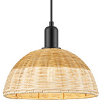 Natural Ballston Dome 716 Pendant - Matte Black / Natural Duo Fiber