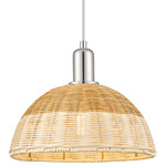 Natural Ballston Dome 716 Pendant - Polished Nickel / Natural Duo Fiber