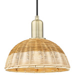 Natural Ballston Dome 716 Pendant - Antique Brass / Natural Duo Fiber