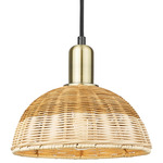 Natural Ballston Dome 716 Pendant - Champagne Bronze / Natural Duo Fiber