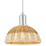 Natural Ballston Dome 716 Pendant - Brushed Satin Nickel / Natural Duo Fiber