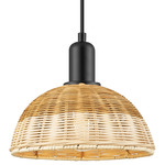 Natural Ballston Dome 716 Pendant - Matte Black / Natural Duo Fiber