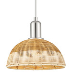 Natural Ballston Dome 716 Pendant - Polished Nickel / Natural Duo Fiber