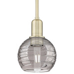 Athens Arcadia Rod Deco Swirl Pendant - Antique Brass / Light Smoke