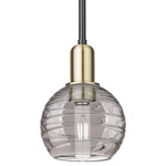 Athens Arcadia Rod Deco Swirl Pendant - Black / Antique Brass / Light Smoke