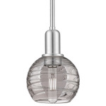 Athens Arcadia Rod Deco Swirl Pendant - Brushed Satin Nickel / Light Smoke