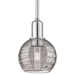 Athens Arcadia Rod Deco Swirl Pendant - Polished Chrome / Light Smoke
