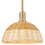 Natural Ballston Dome 716 Stem Pendant - Brushed Brass / Natural Duo Fiber