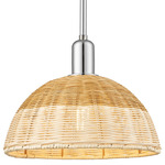 Natural Ballston Dome 716 Stem Pendant - Polished Chrome / Natural Duo Fiber