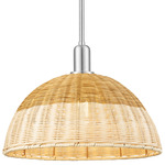 Natural Ballston Dome 716 Stem Pendant - Brushed Satin Nickel / Natural Duo Fiber