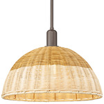 Natural Ballston Dome 716 Stem Pendant - Oil Rubbed Bronze / Natural Duo Fiber