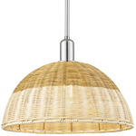 Natural Ballston Dome 716 Stem Pendant - Polished Chrome / Natural Duo Fiber