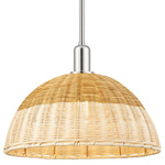 Natural Ballston Dome 716 Stem Pendant - Polished Nickel / Natural Duo Fiber