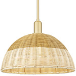 Natural Ballston Dome 716 Stem Pendant - Satin Gold / Natural Duo Fiber
