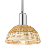 Natural Ballston Dome 716 Stem Pendant - Polished Chrome / Natural Duo Fiber