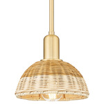 Natural Ballston Dome 716 Stem Pendant - Satin Gold / Natural Duo Fiber