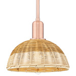 Natural Ballston Dome 716 Stem Pendant - Antique Copper / Natural Duo Fiber