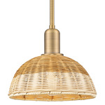 Natural Ballston Dome 716 Stem Pendant - Brushed Brass / Natural Duo Fiber