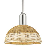 Natural Ballston Dome 716 Stem Pendant - Polished Nickel / Natural Duo Fiber