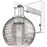 Athens Arcadia Deco Swirl Wall Sconce - Polished Chrome / Light Smoke