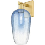 Brookhaven Flute Wall Sconce - Satin Gold / Brookhaven Sapphire