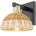 Natural Ballston Dome 716 Wall Sconce - Black / Antique Brass / Natural Duo Fiber