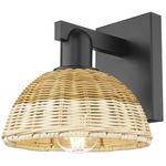 Natural Ballston Dome 716 Wall Sconce - Matte Black / Natural Duo Fiber