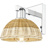 Natural Ballston Dome 716 Wall Sconce - Polished Chrome / Natural Duo Fiber