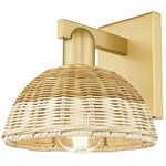 Natural Ballston Dome 716 Wall Sconce - Satin Gold / Natural Duo Fiber