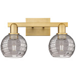 Athens Deco Swirl Bathroom Vanity Light - Brushed Brass / Light Smoke